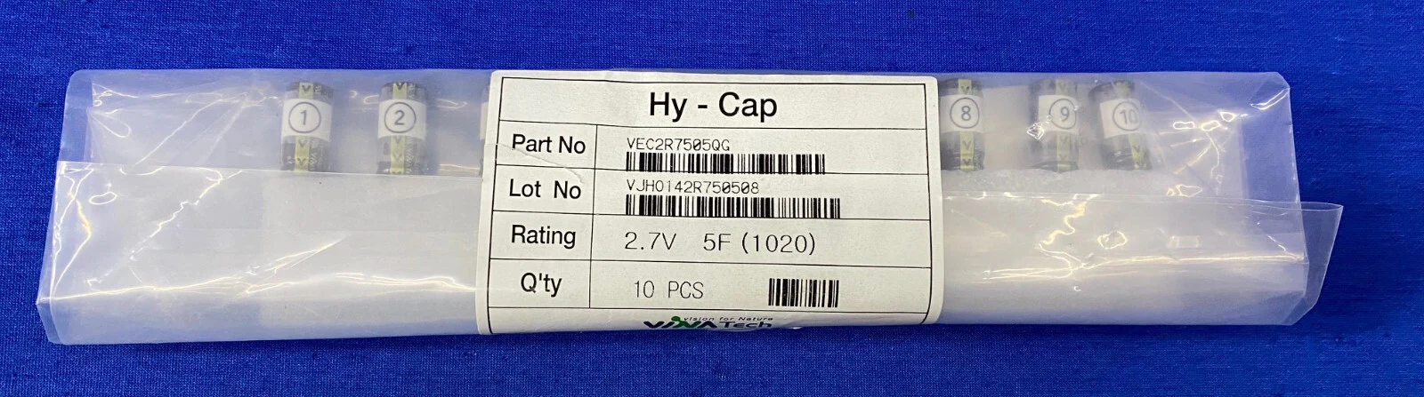 VINATECH HY-CAP VEC2R7505QG SUPERCAPACITOR 2.7V – 1 PACKAGE QTY 10