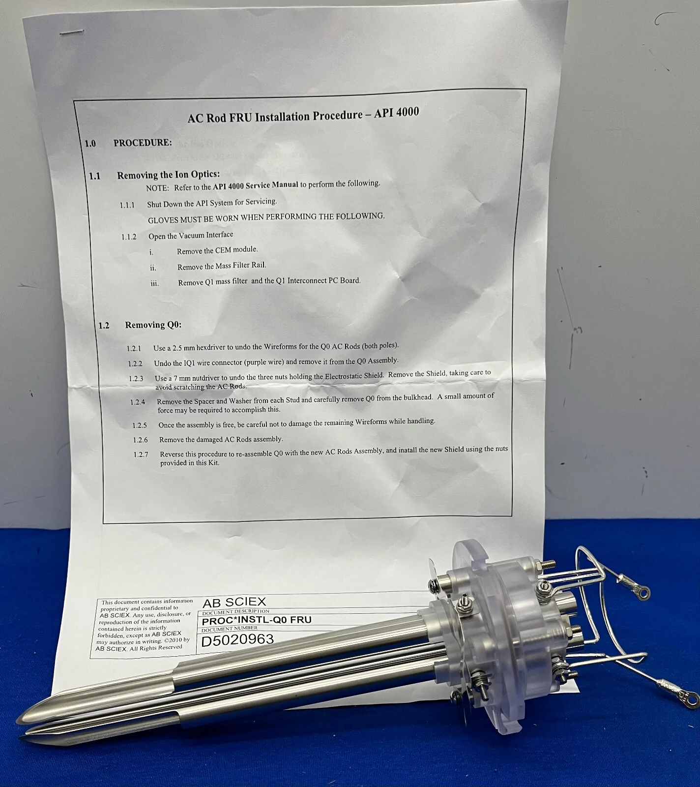 AB SCIEX API 4000 AC ROD, COMES WITH INSTALLATION PROCEDURE – API 4000 DIRECTION