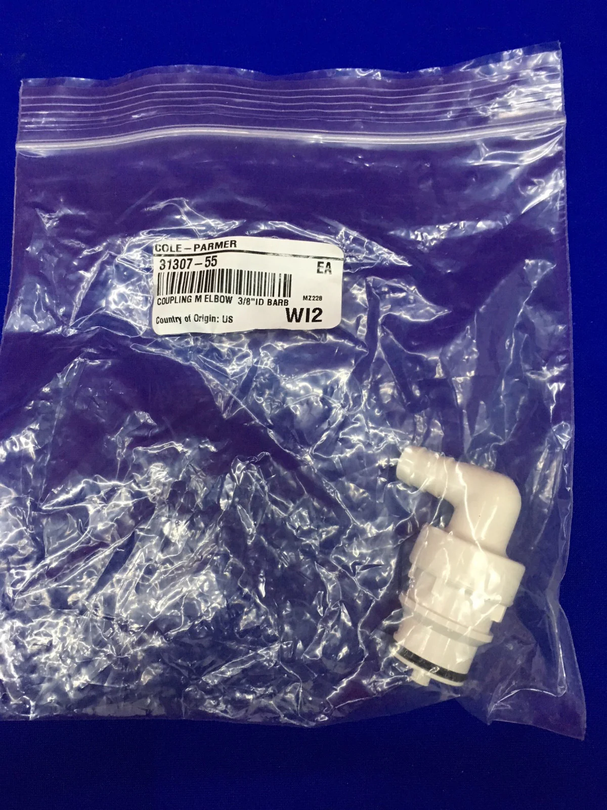 COLE-PARMER 31307-55,COUPLING M ELBOW 3/8″ID BARB