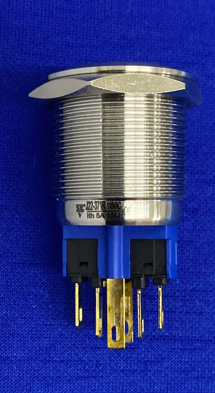 J22-371R METAL PUSH BUTTON SWITCH RED RING LED ILLUMINATION – MFG UNKNOWN