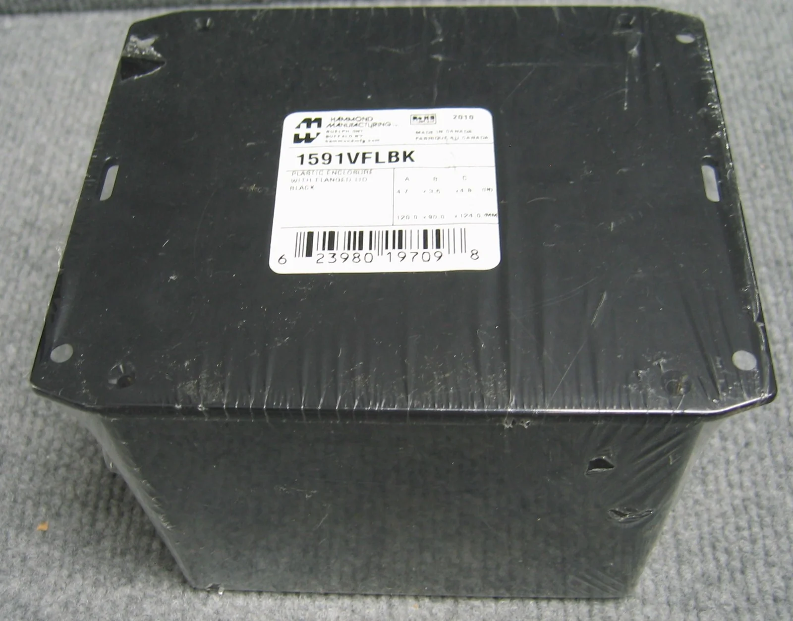 HAMMOND MANUFACTURING 1591VFLBK PLASTIC ENCLOSURE FLANGED LID BLACK