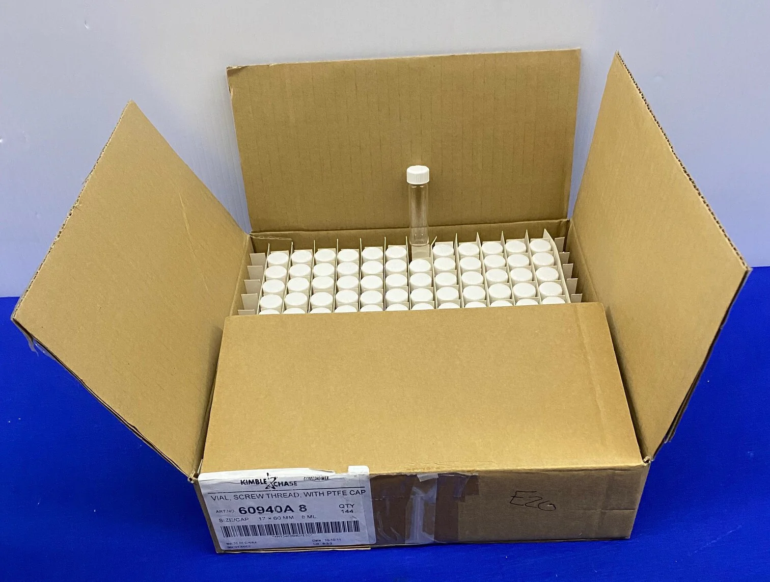 KIMBLE CHASE 60940A 8 60940A8 8ML VIAL  W/ PTFE CAP – 1 PACKAGE 144 VIALS