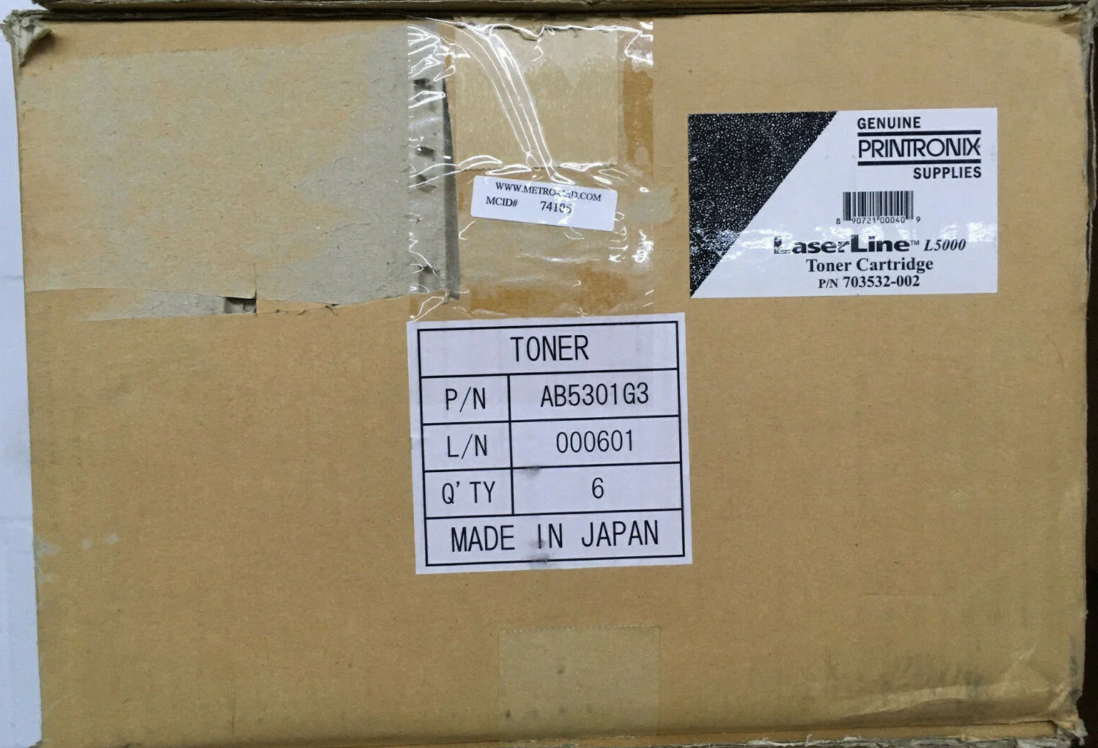 1 BOX QTY 6 – PRINTRONIX 703532-002 / AB5301G3 LASERLINE L5000 TONER CARTRIDGES