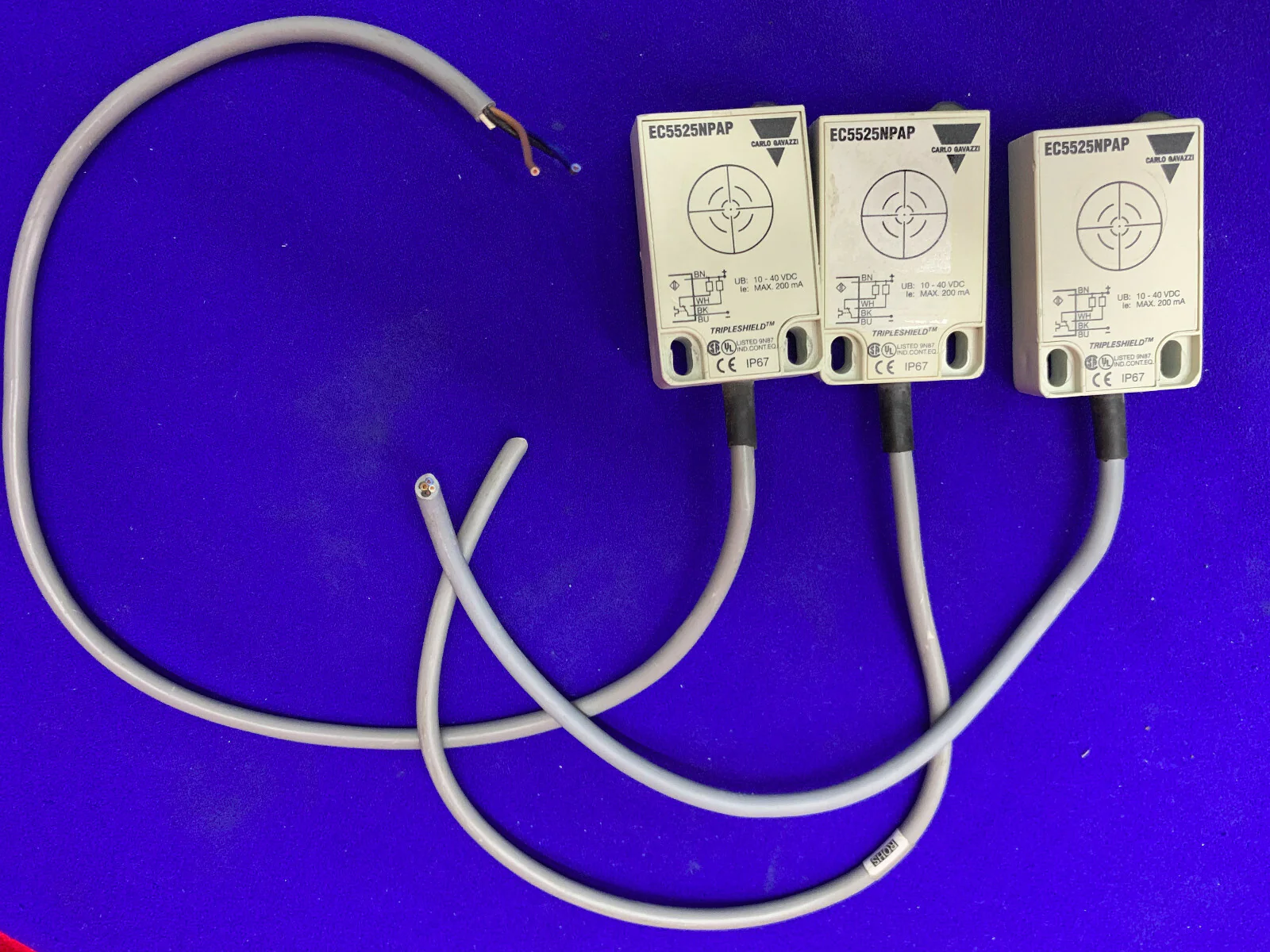 QTY 3 – CARLO GAVAZZI EC5525NPAP PROXIMITY SENSORS