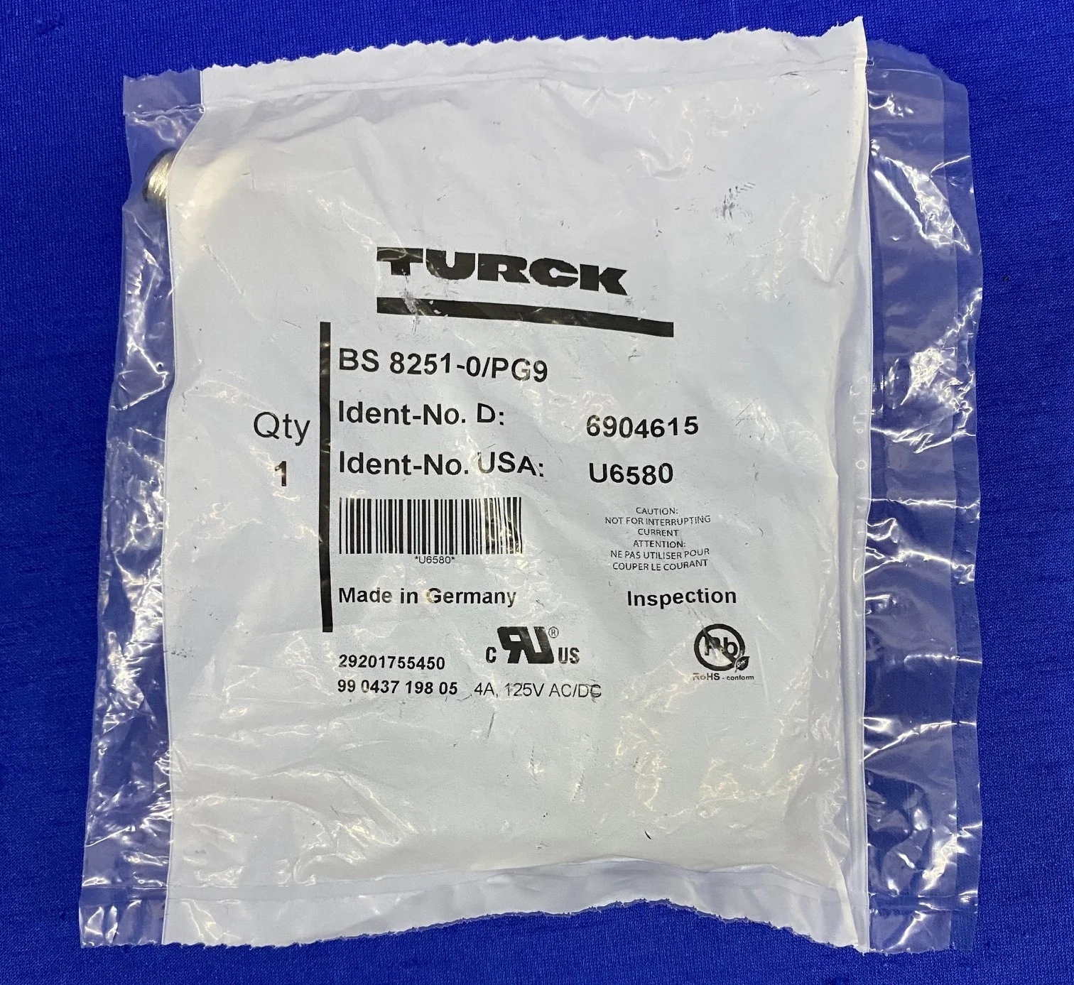 TURCK BS 8251-0/PG9 CIRCULAR M12 RIGHT ANGLE PLUG SCREW TERM 5 POSITION