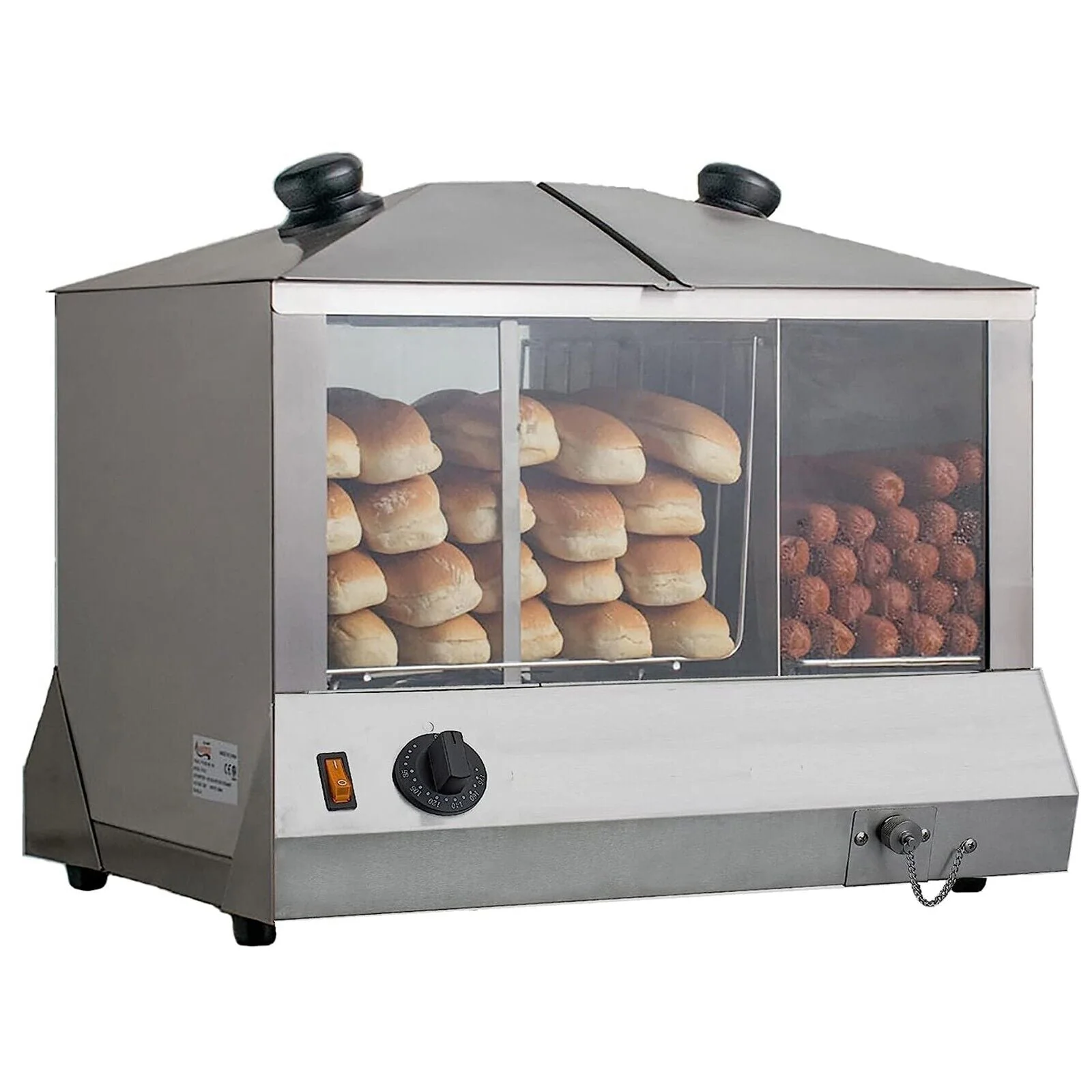 EasyRose Commercial 200 Hot Dog Steamer 48 Bun Warmer Countertop Cooker Machine