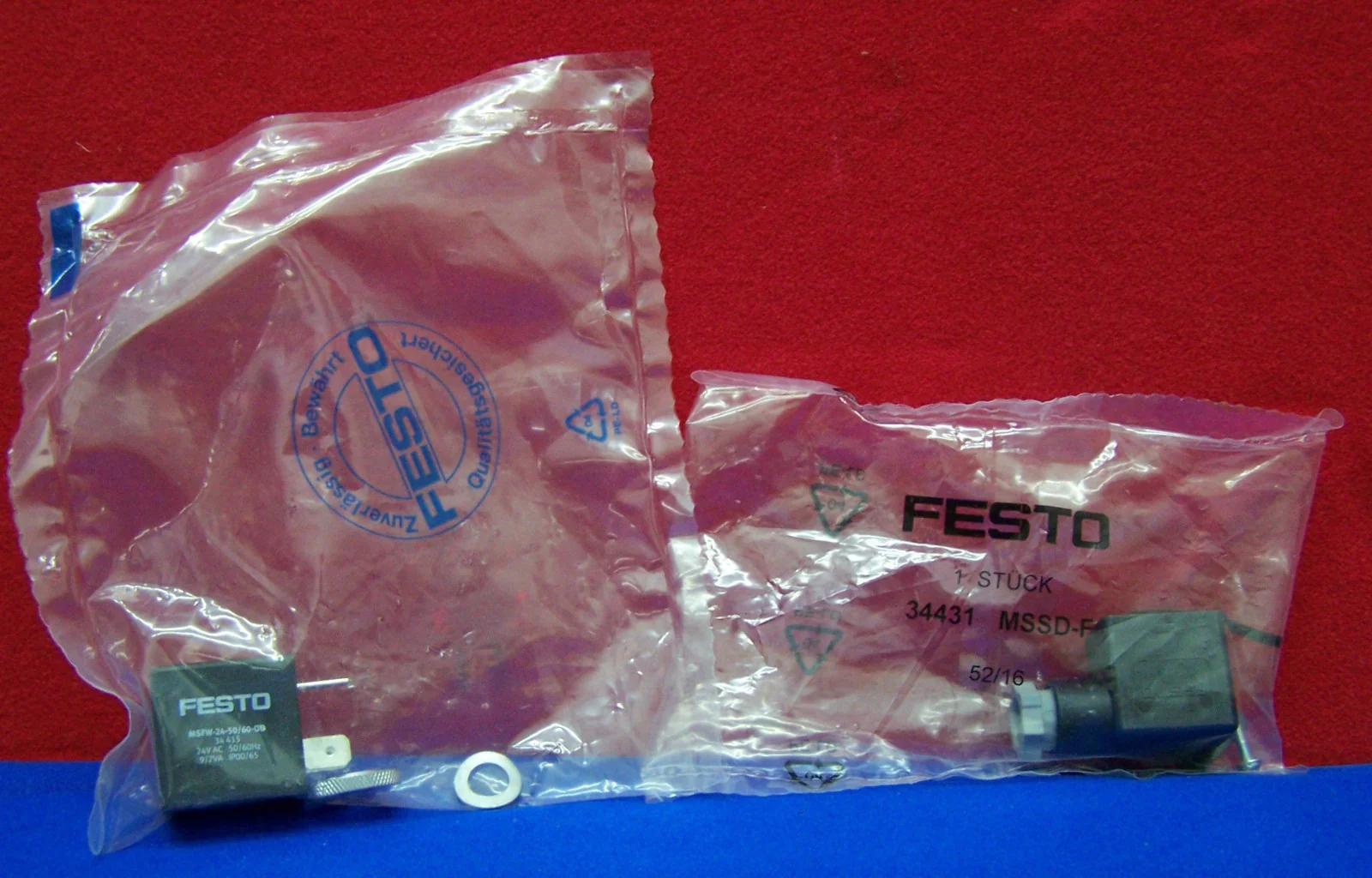 FESTO 34431 MSSD-F SOLENOID PLUG SOCKET &  34415 MSFW-24-50/60-OD SOLENOID COIL
