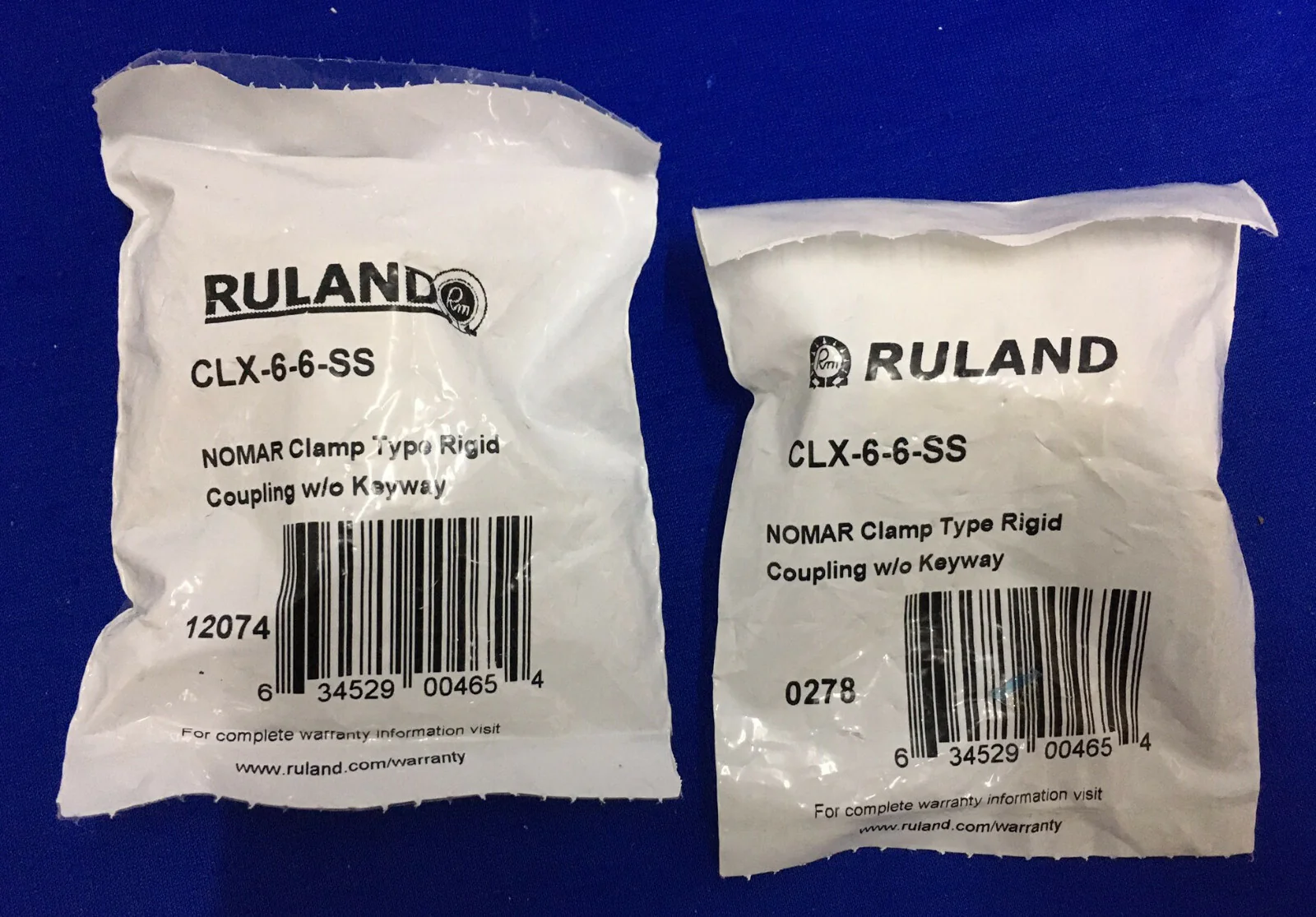 1 LOT QTY OF 2 – RULAND / RM CLX-6-6-SS RIGID SHAFT COUPLING CLAMP 1-3/8″L