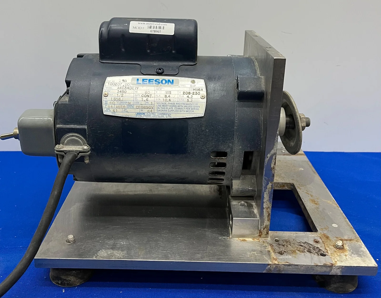 LEESON ELECTRIC A4C34DC7F 100207.00 MOTOR  1/2 HP GRINDING PLATFORM 5/8″ SHAFT
