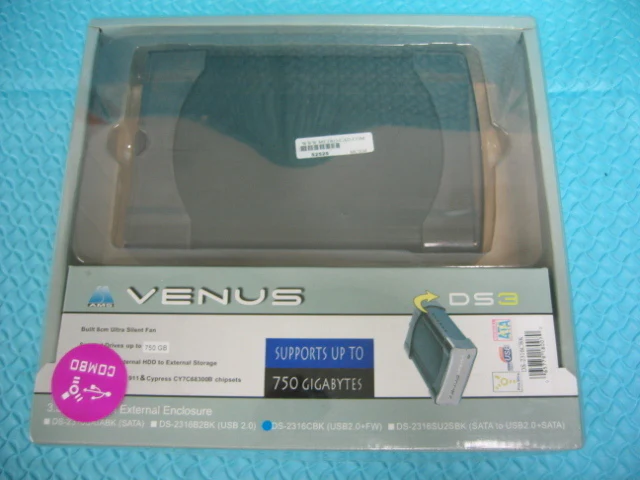 VENUS DS3 3.5″ ALUMINUM EXTERNAL ENCLOSURE SUPPORT UP TO 750 GB  SATA TO USB2