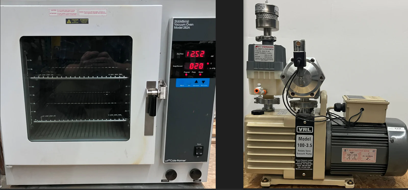COLE PARMER STABLE TEMP VACUUM OVEN 282A  115V 15A 60HZ CAT. 05017-10