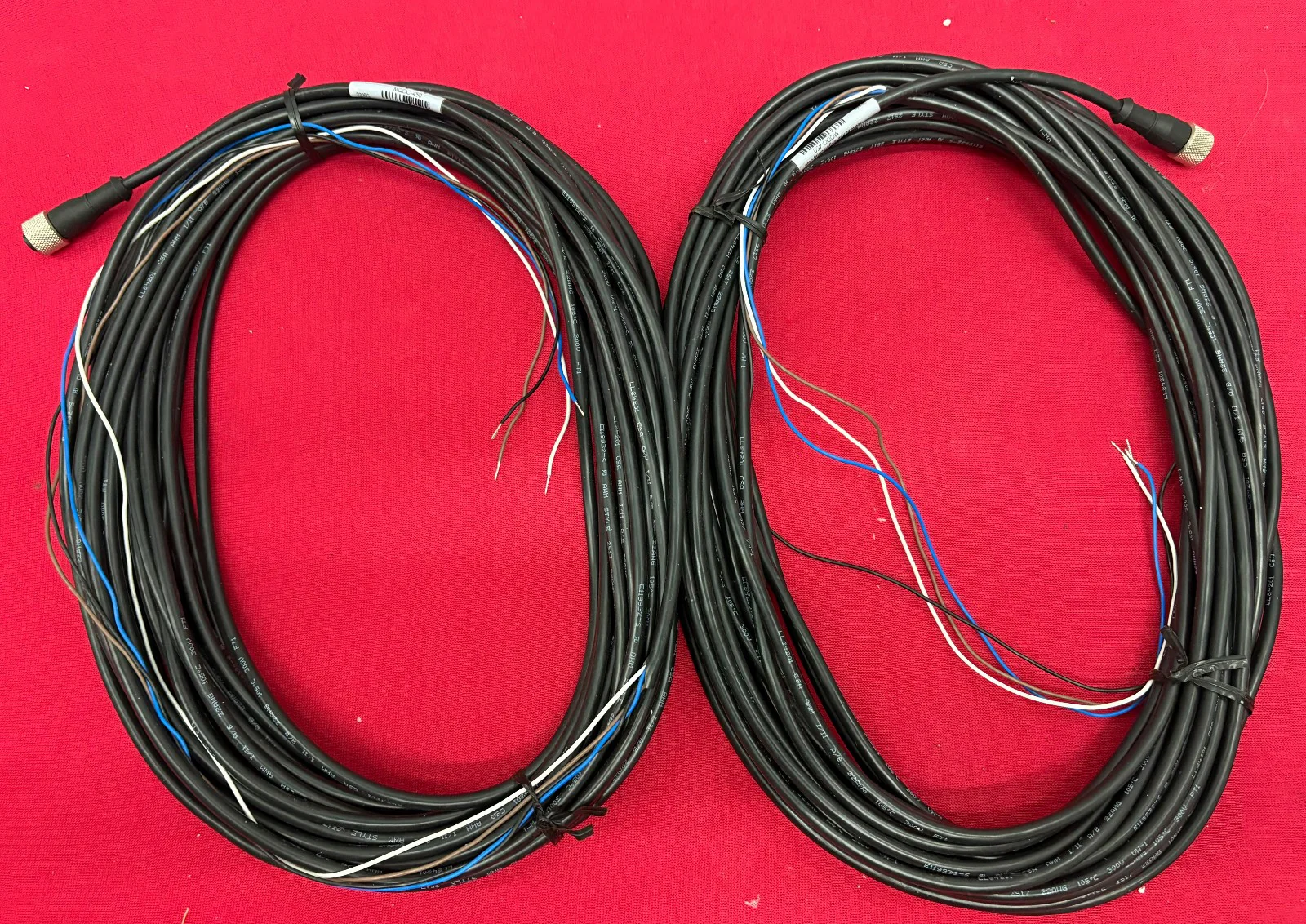 CORDSET EST 15-METERS 4-PIN M12 FEMALE CONNECTOR & BARE FLYING LEAD ENDS – QTY 2