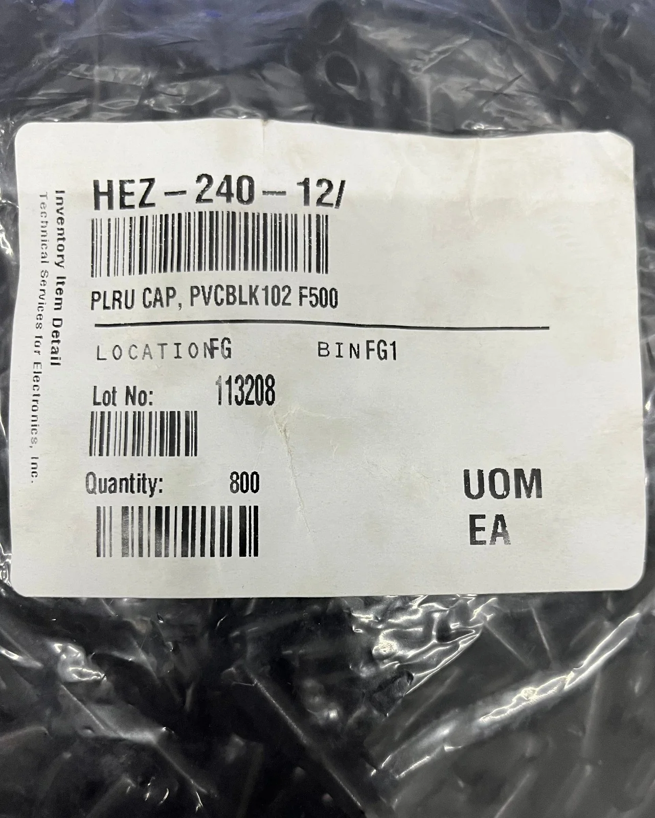 CAPLUGS BLACK PVC PLASTIC HEZ-240-12/ PLRU CAP (PACK OF 800) NEW OPEN BOX