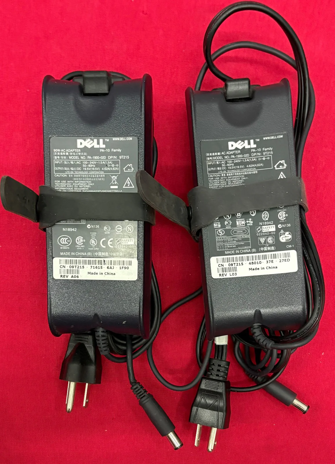 DELL PA-1900-02D FAMILY PA-10 DP/N: 9T215 AC POWER ADAPTER CHARGER – 1 LOT QTY 2