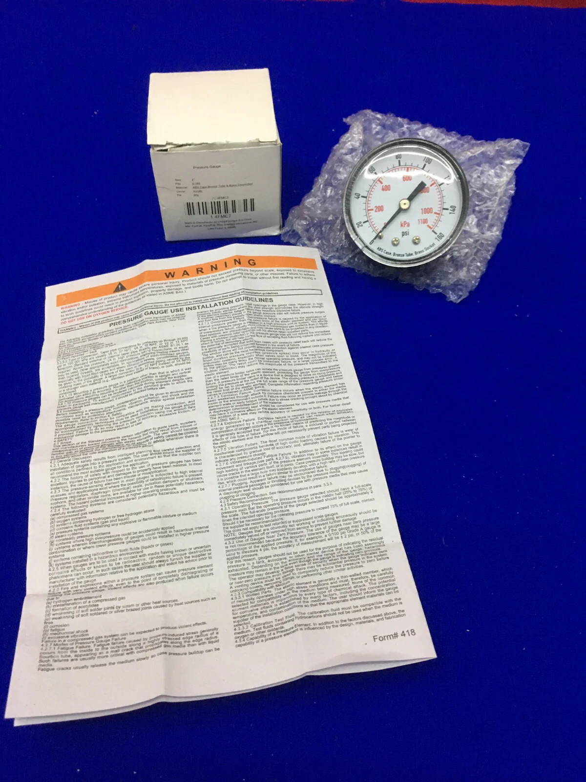 PRESSURE GAGE / GAUGE 1 4FMC7 2″ PSI 0-160