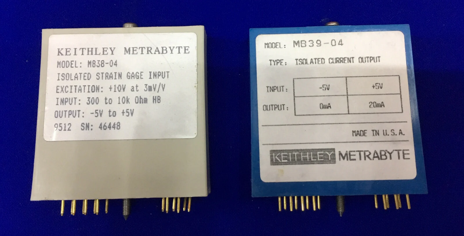 KEITHLEY METRABYTE QTY 1 – MB38 MB38-04  & QTY 1 – MB39 MB39-04 MODULE