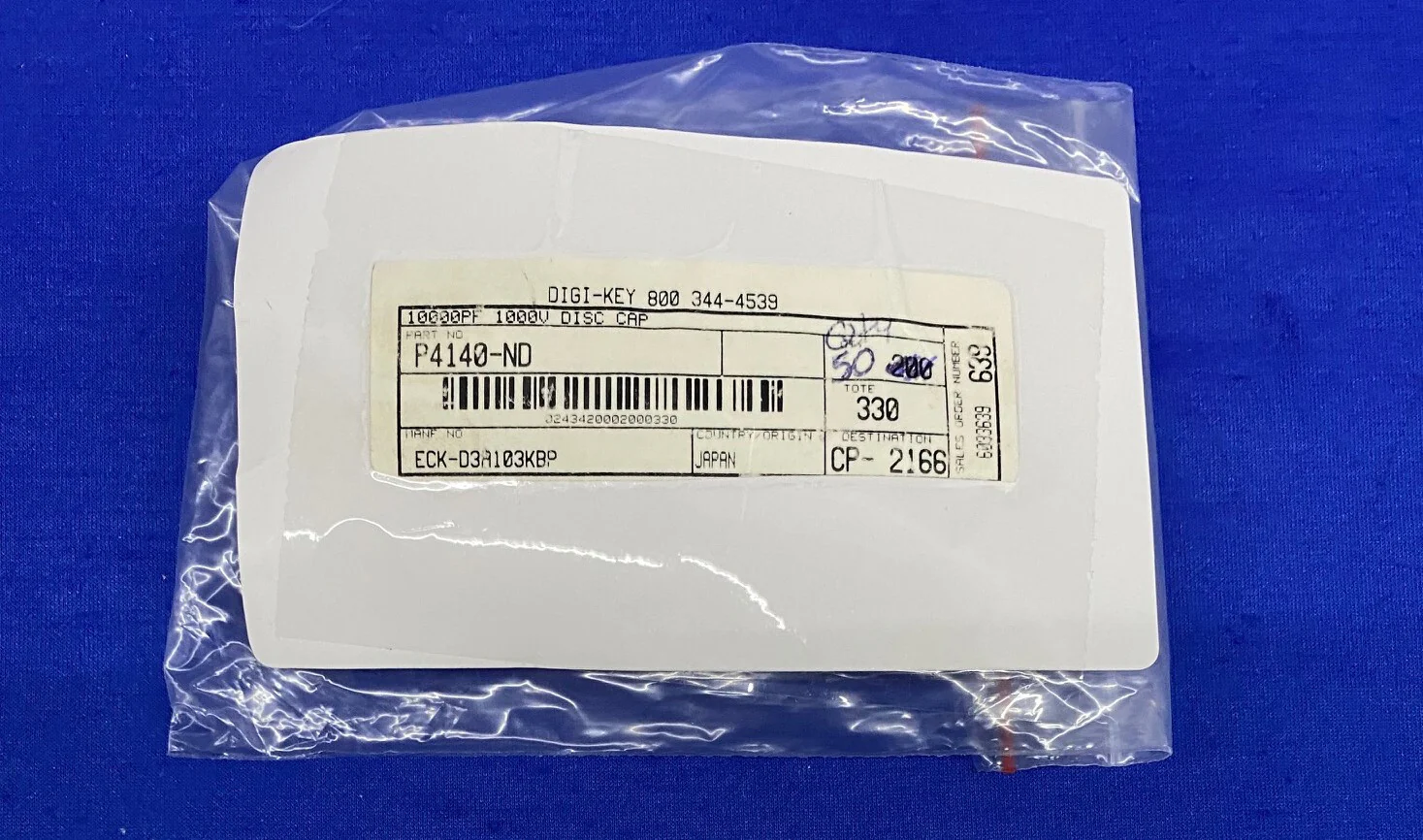 PANASONIC DIGI-KEY P4140-ND / ECK-D3A103KBP – 1 PACKAGE OF QTY 50 CAPACITORS