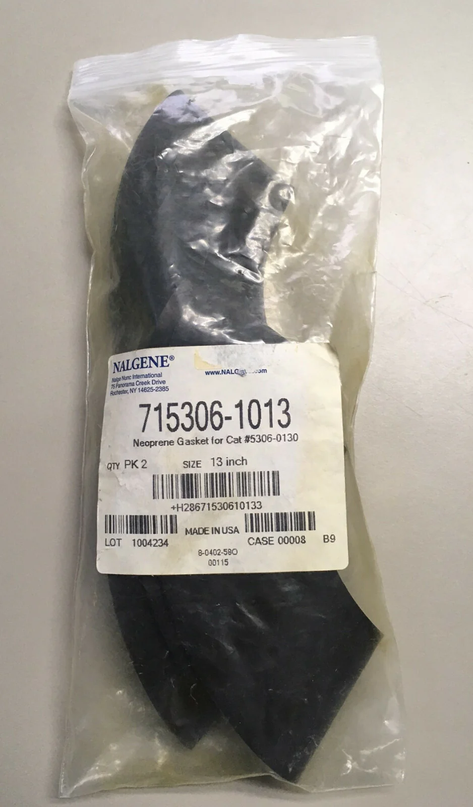 1 PACKAGE QTY OF 2 – NALGENE ® 715306-1013 NEOPRENE GASKET 13″ FOR #5306-0130