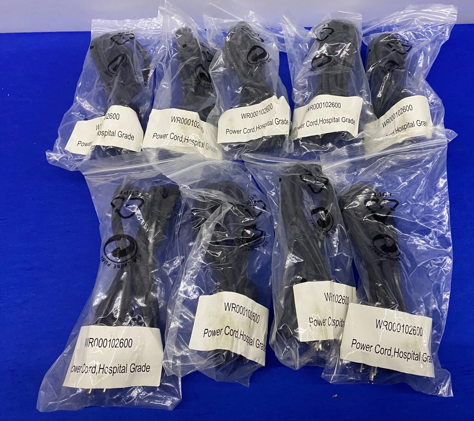 LONGWELL E55333 GREEN DOT 6′ HOSPITAL GRADE POWER CORD – 1 LOT QTY OF 9 CORDS