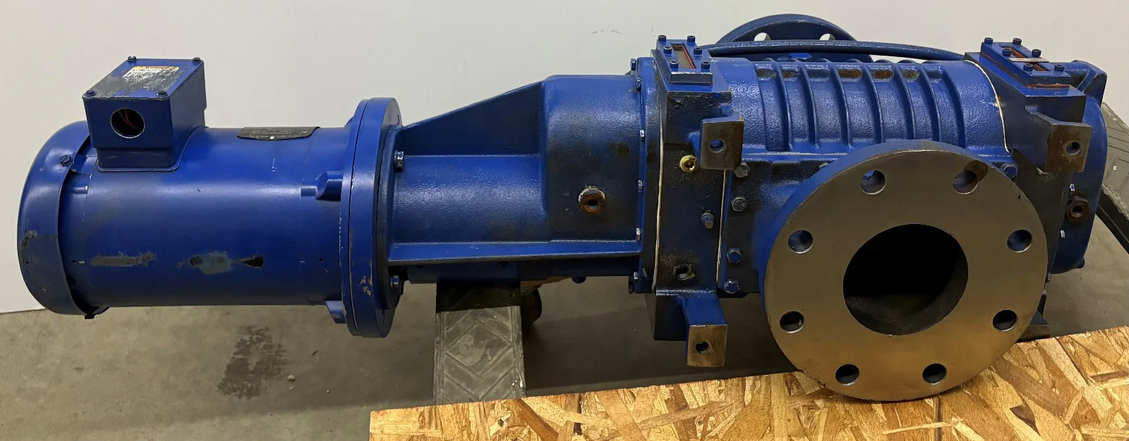 BALDOR 3 HP ELECTRIC MOTOR W/VACUUM BOOSTER BLOWER 9″ FLANGE – PARTS/REPAIR