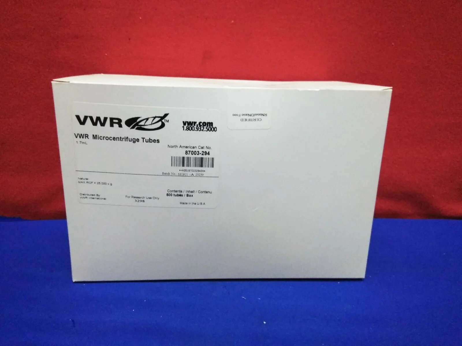 VWR  MICROCENTRIFUGE TUBES 1.7 mL.