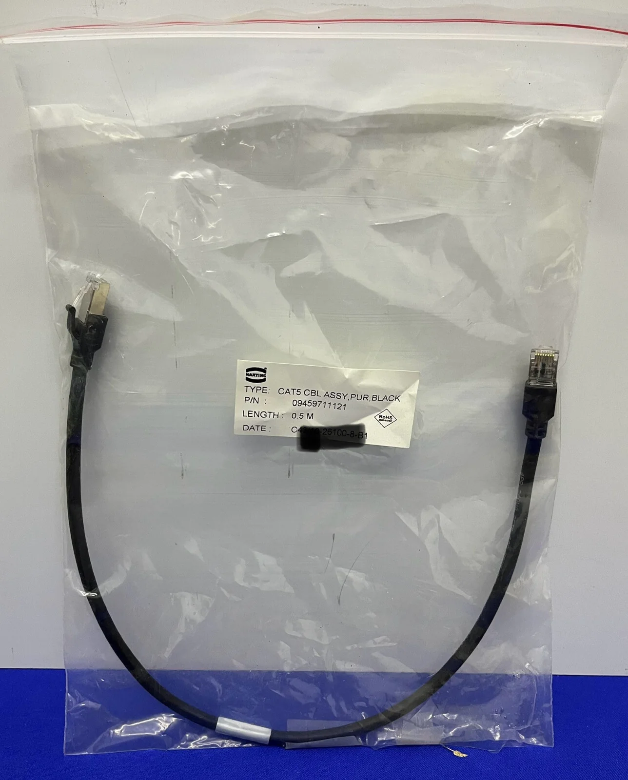 HARTING 09459711121 PATCH CORD RJ45 END CAT5 LENGTH 0.5 M