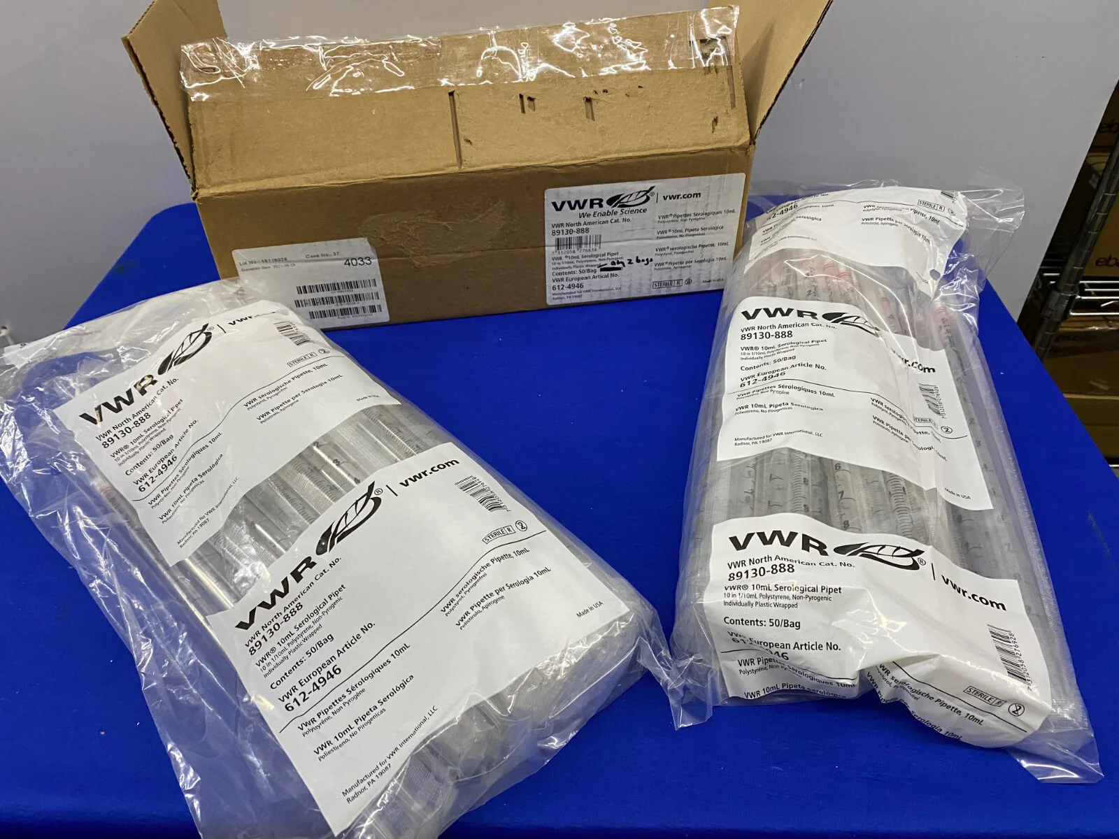 VWR 89130-888  10mL SEROLOGICAL PIPET – 1 BOX/QTY 2 BAGS/QTY 50 PIPETS EACH