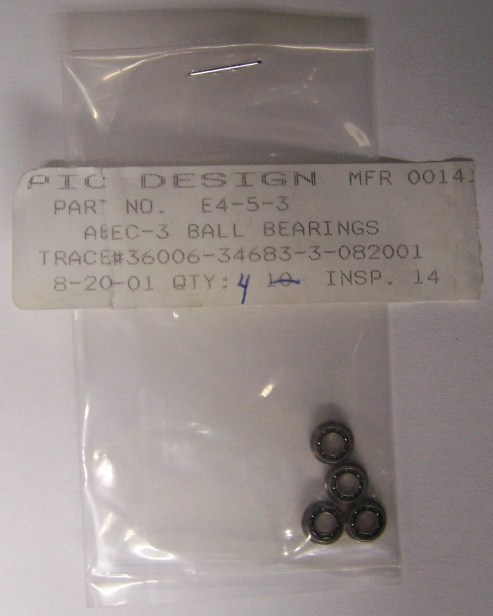 PIC DESIGN E4-5-3 ABEC-3 FLANGED BALL BEARINGS SELLING AS ‘1 LOT QTY OF 4’