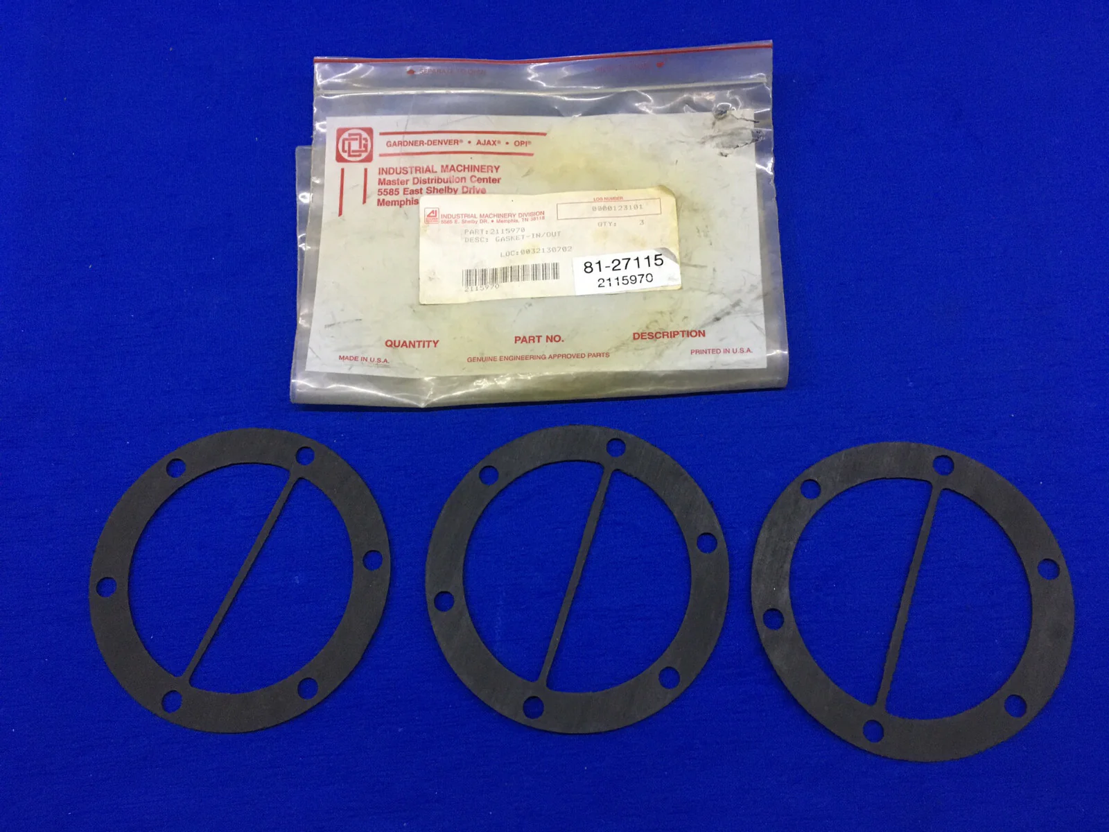 1 PKG OF 3 – GARDNER-DENVER 2115970 / 81-27115 GASKET IN/OUT