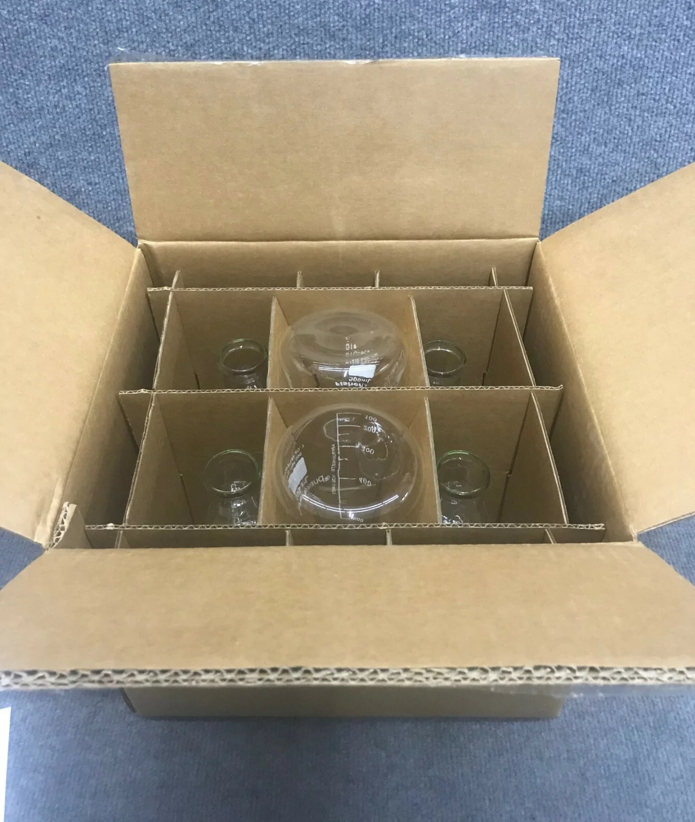 1 BOX CONTAINING 6 FLASKS – FISHER SCIENTIFIC FB-500-500 FLASK ERLENMEYER