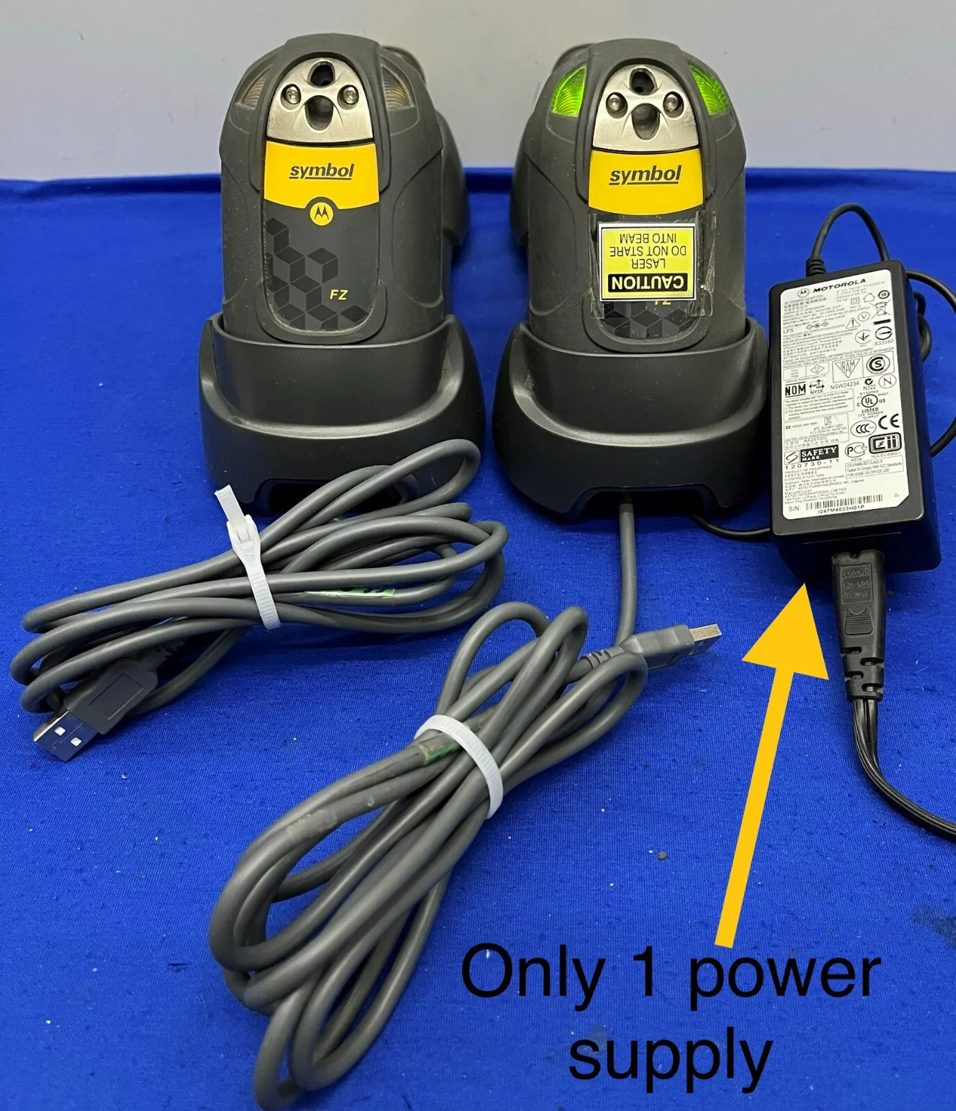 SYMBOL MOTOROLA BARCODE SCANNER LS3578 w/ CHARGING STATION – 1 LOT QTY 2