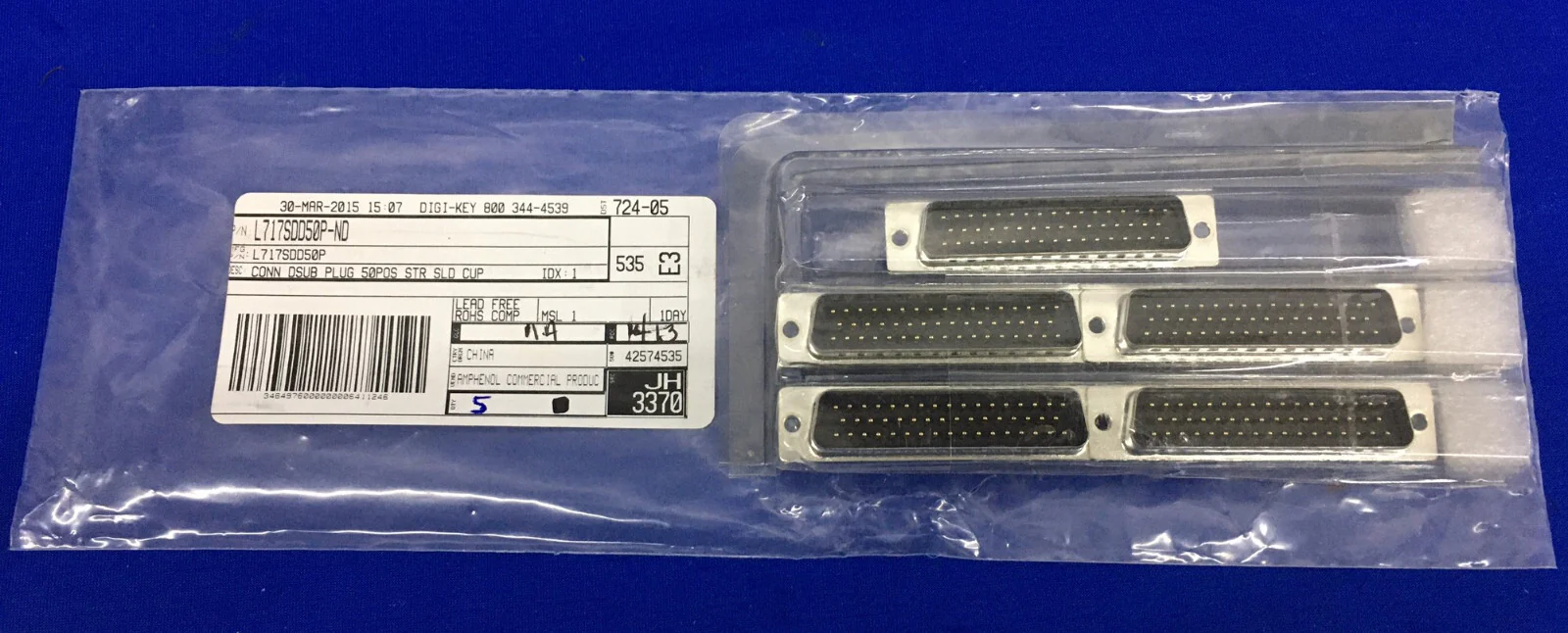 AMPHENOL ICP DIGI-KEY L717SDD50P/L717SDD50P-ND CONNECTORS D-SUB STANDARD