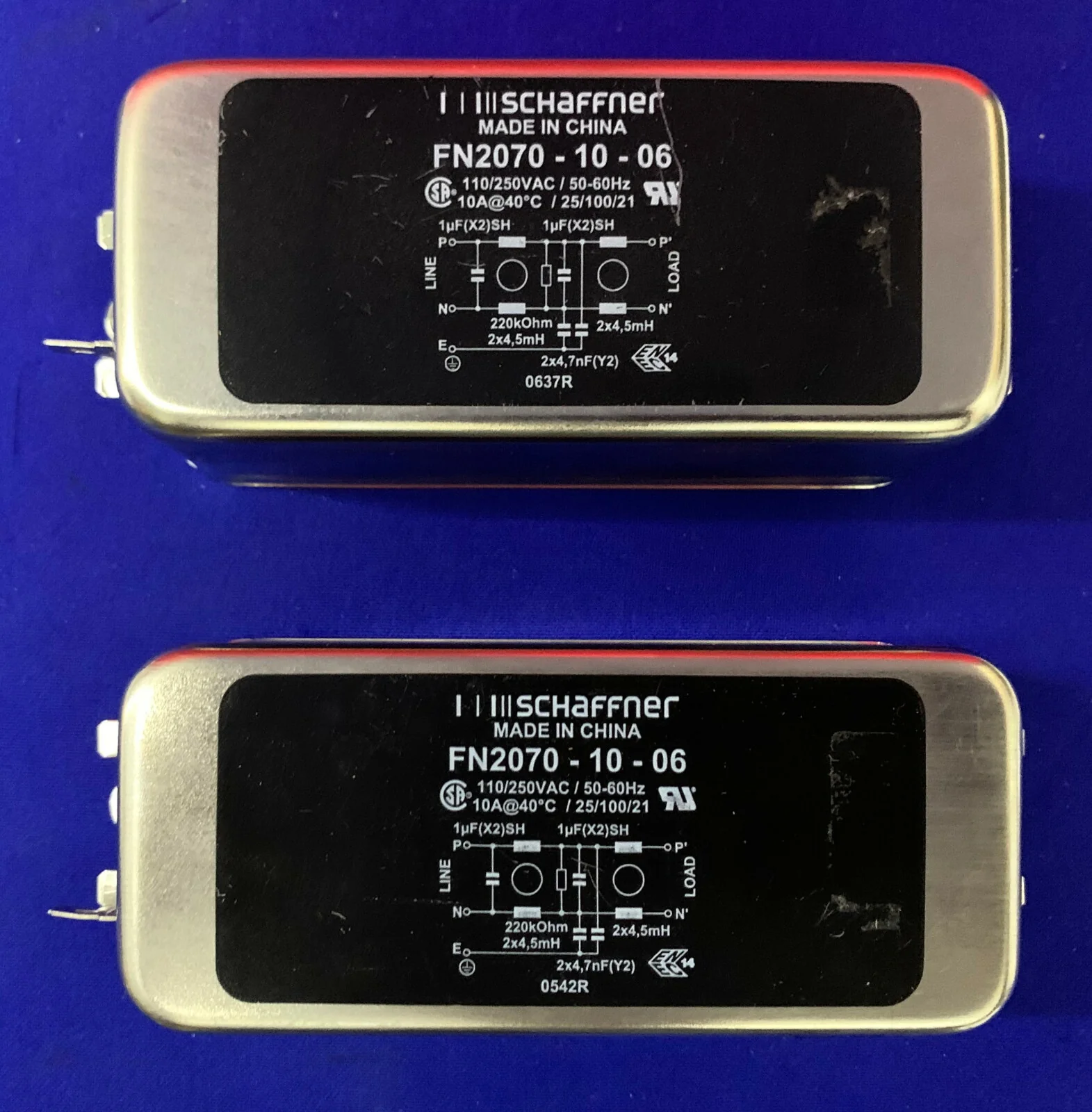 QTY 2 – SCHAFFNER FN2070-10-06 LINE FILTERS