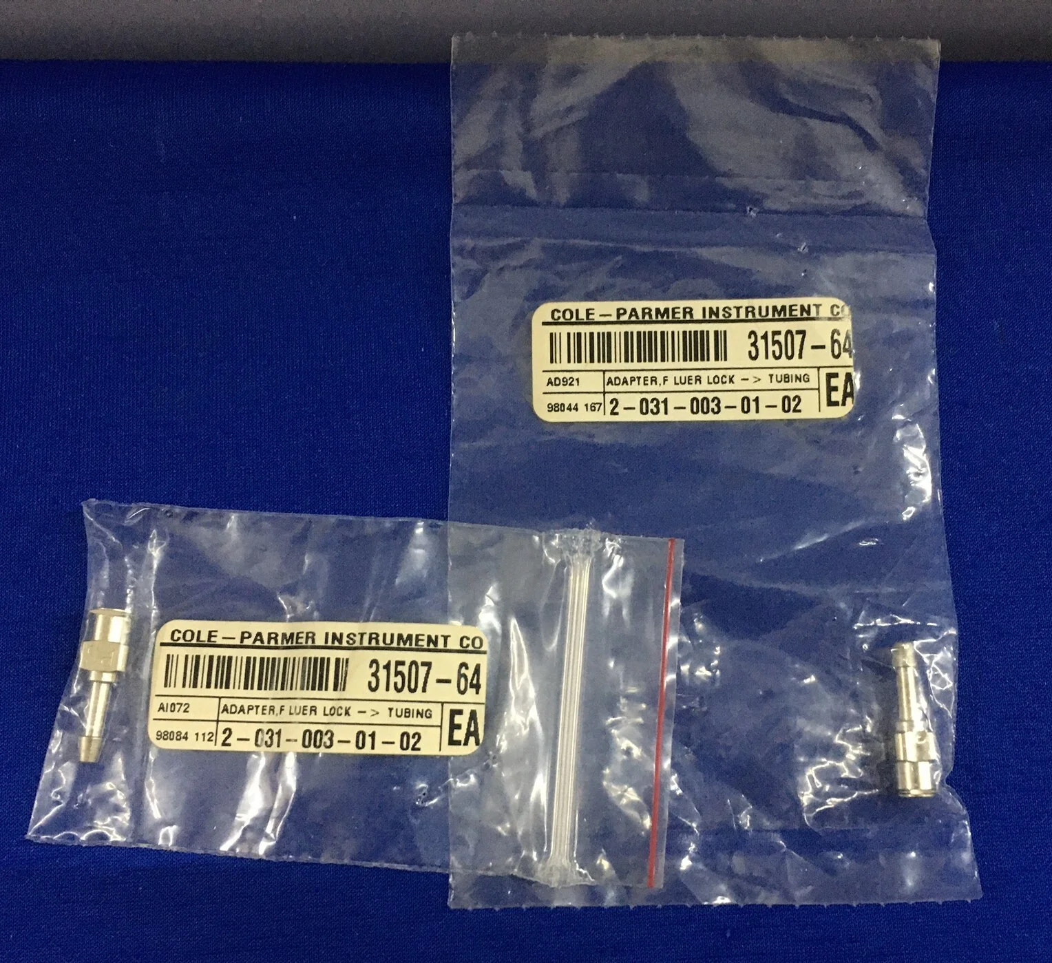 QTY 2 – COLE-PARMER INSTRUMENT 31507-64 ADAPTER F LUER LOCK – TUBING
