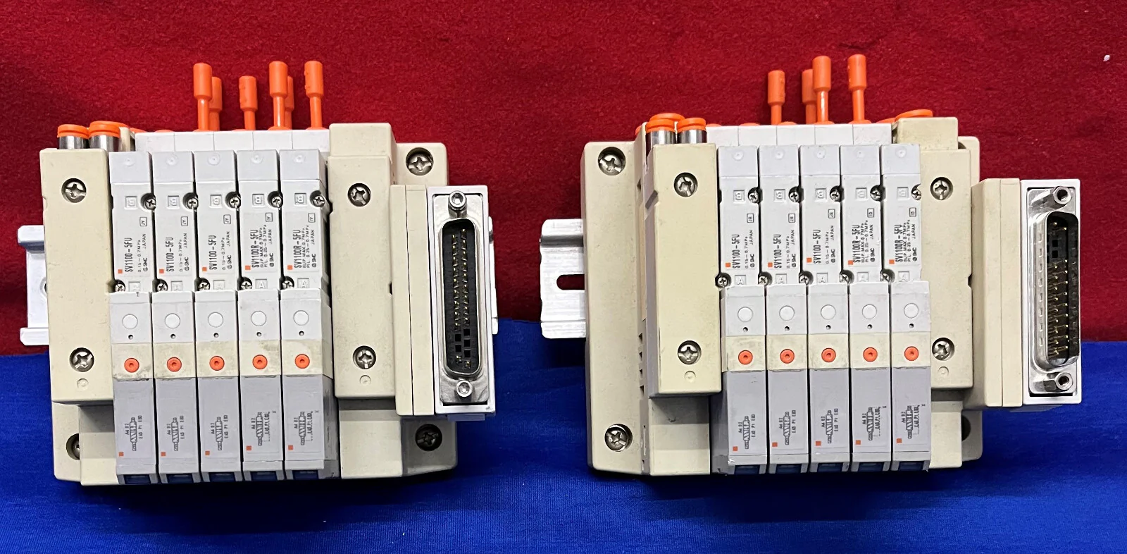 Lot of 2 SMC SS5V1 1011265-00-6 with (5) SV1100-5FU Solenoid Valves