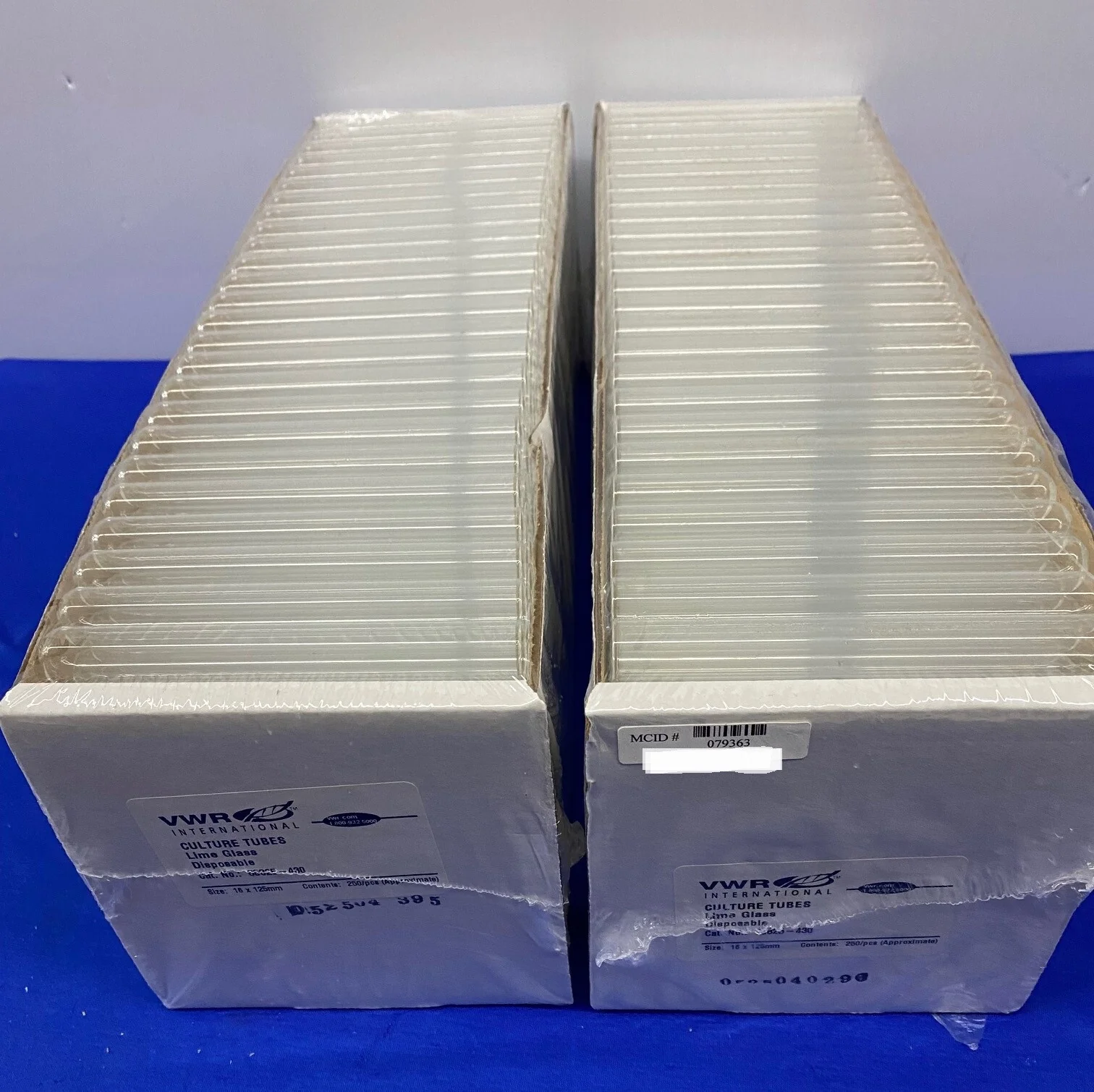 VWR 60825-430 CULTURE TUBES LIME GLASS DISPOSABLE – 1 LOT 2 PKGS OF 250 TUBES EA