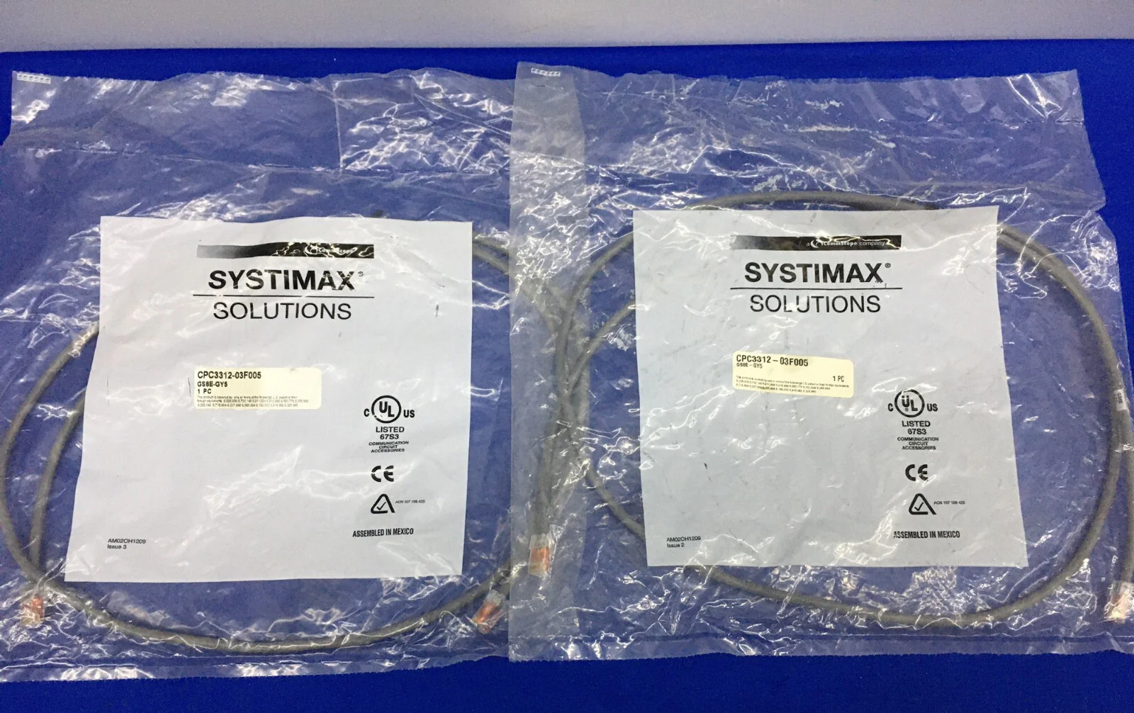 1 LOT QTY OF 2 – SYSTIMAX ® SOLUTIONS CPC3312-03F005 / GS8E-GY5 PATCH CORD