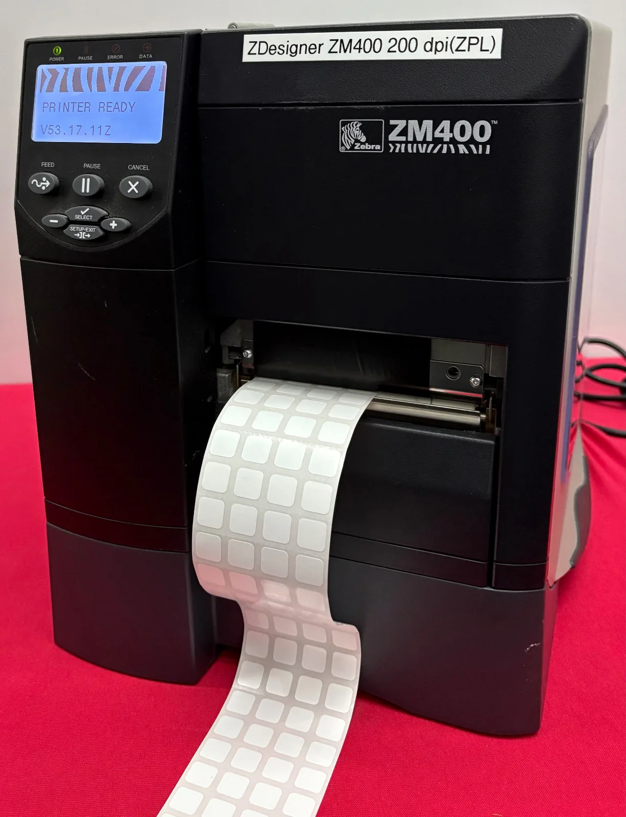 ZEBRA ZM400 THERMAL LABEL PRINTER ZM400-2001-0000T 10/100 P1032710-001 –  PARTS
