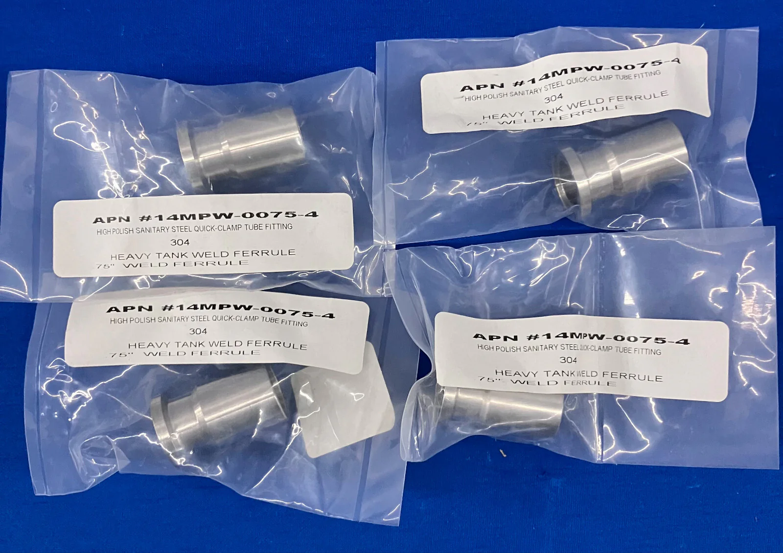 APN 14MPW-0075-4 HEAVY TANK WELD FERRULE .75” -T304L STAINLESS STEEL LOT OF 4