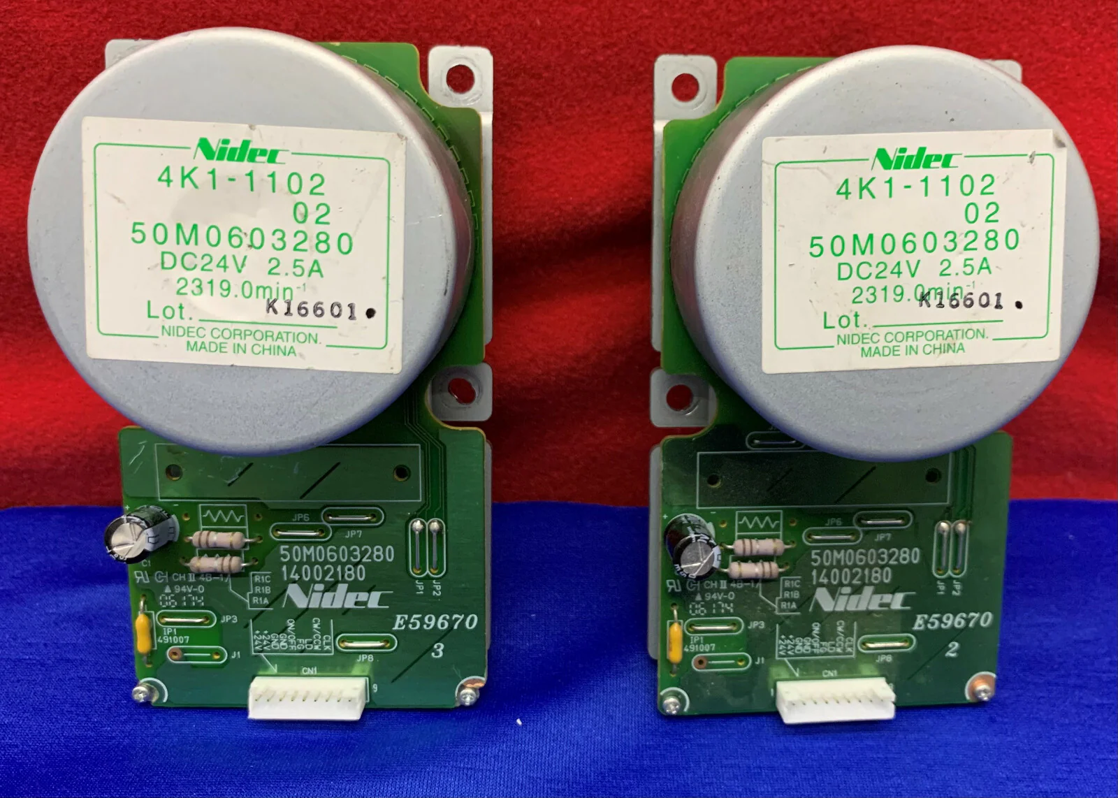 1 Lot Qty of 2 – NIDEC Motor 4K1-1102 50M0603280 DC24V 14002180