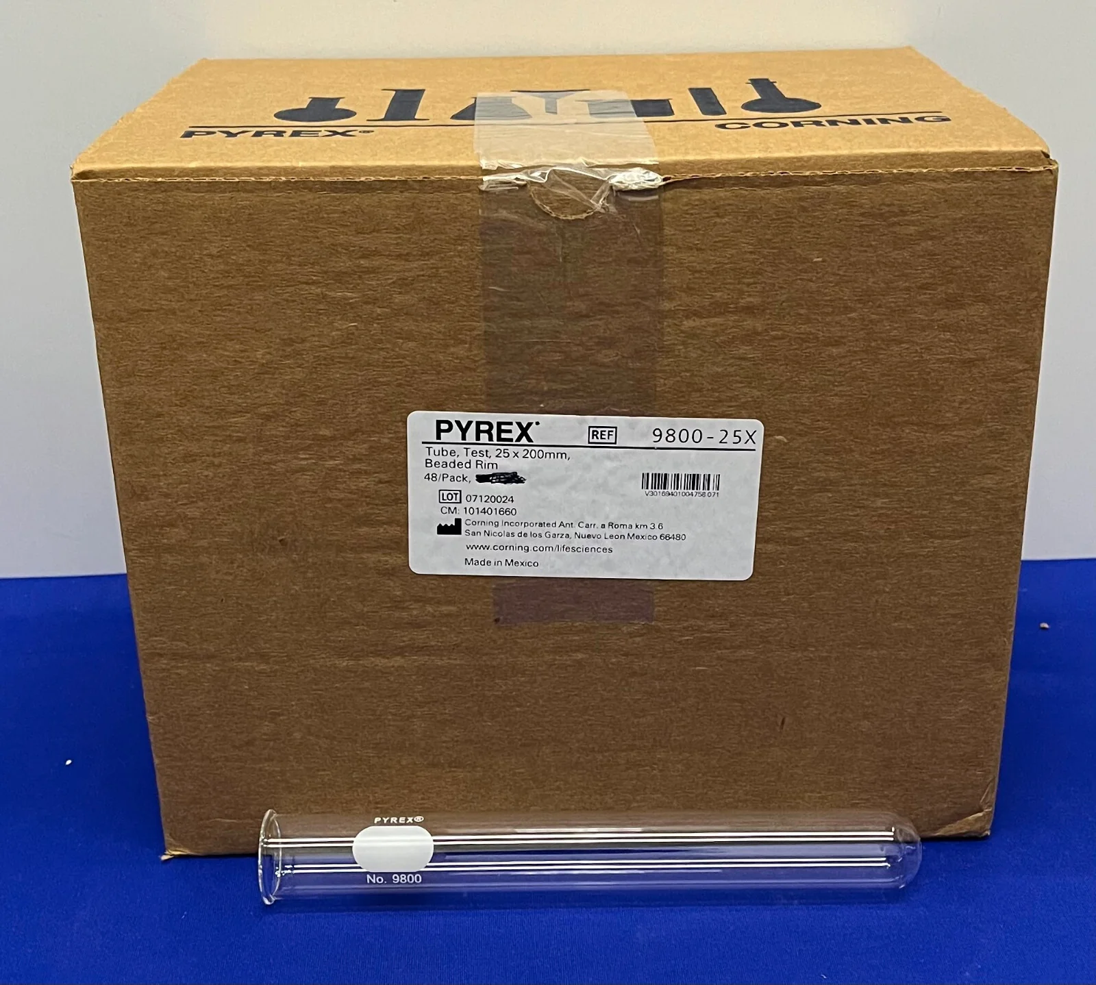 PYREX 9800-25X GLASS TEST TUBES 25X200mm – 1 PACKAGE OF 48 TUBES