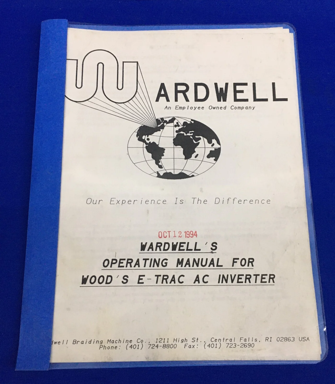 WARDWELL BRAIDING WARDWELL’S OPERATING MANUAL FOR WOOD’S E-TRAC AC INVERTER