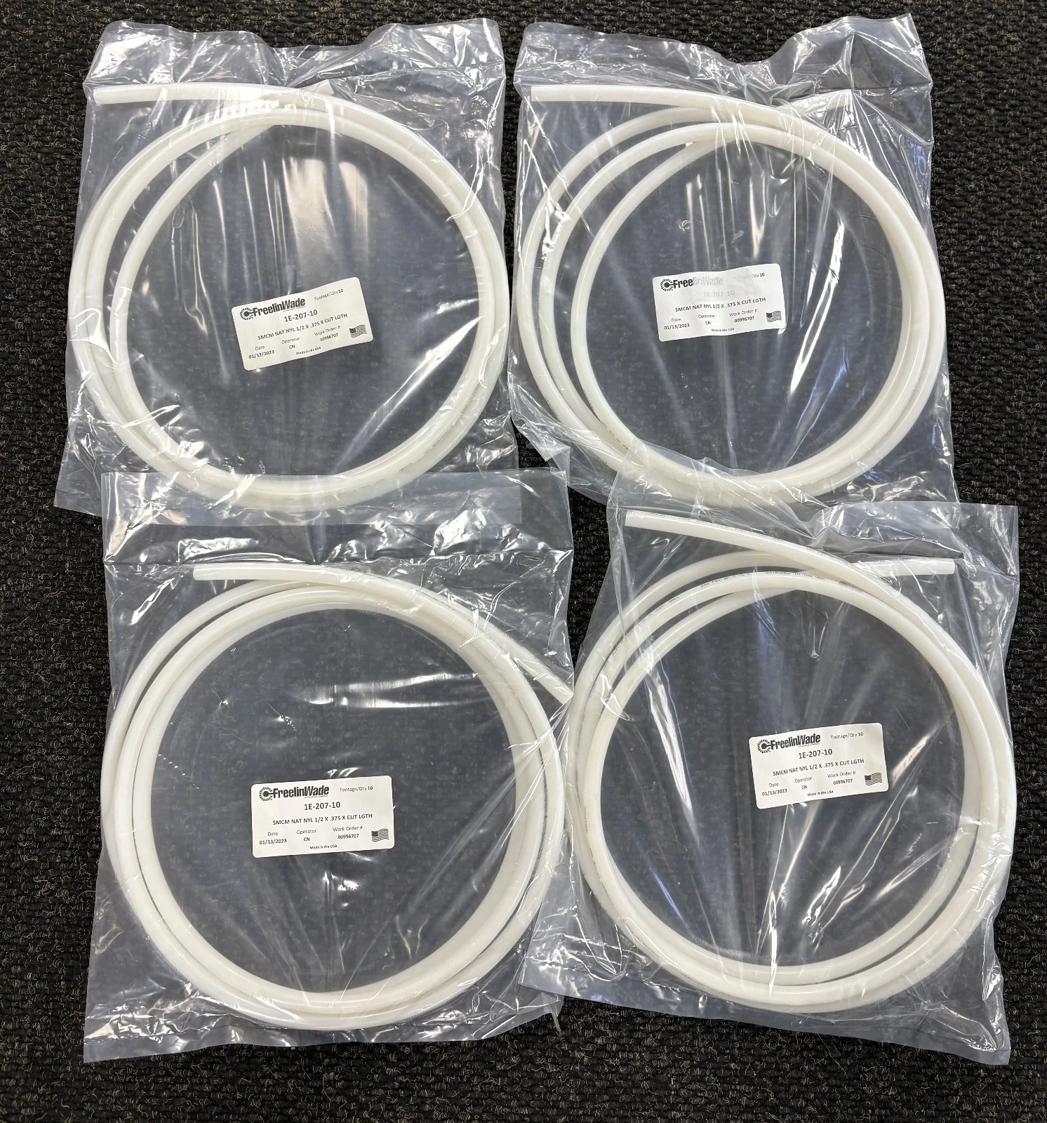 FREELINWADE TUBING NYLON 1/2″ X .375″ NATURAL 1E-207-10 – 4 PKGS / 10′ EA