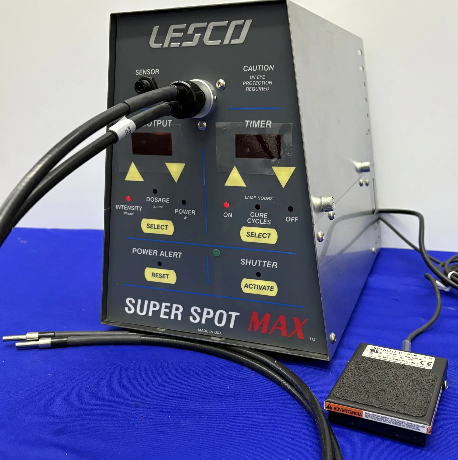 LESCO SUPER SPOT MAX HP VSM3001 UV CURING SYSTEM W/ FOOT SWITCH & LIGHT GUIDE