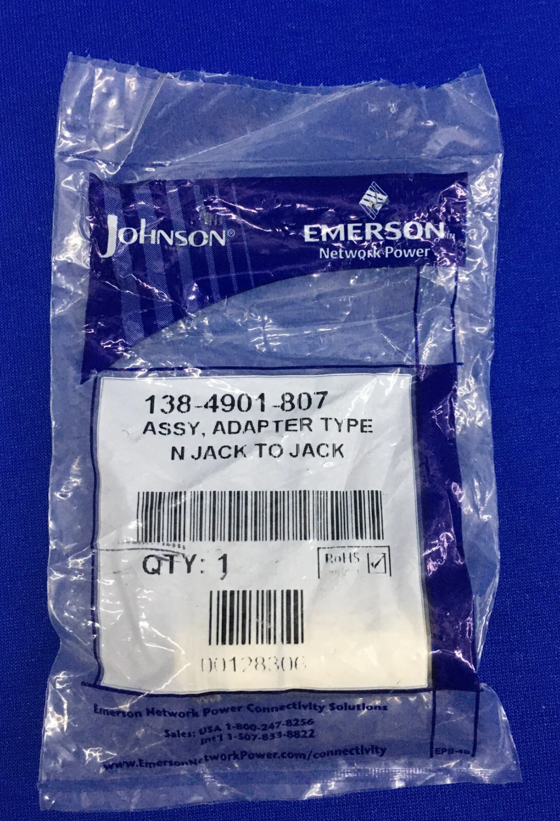 JOHNSON 138-4901-807 ASSY ADAPTER TYPE N JACK TO JACK